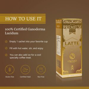 ORGANO Gourmet Cafe Latte, 100% Certified Ganoderma Lucidum (1 Box of 20 Sachets)