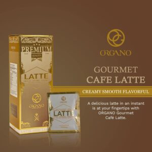 ORGANO Gourmet Cafe Latte, 100% Certified Ganoderma Lucidum (1 Box of 20 Sachets)