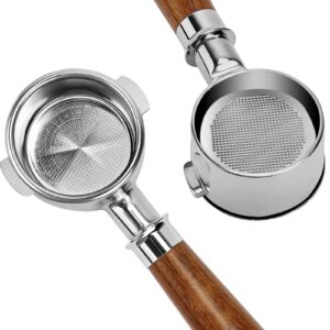 54mm bottomless portafilter, bottomless coffee portafilter by igeelink with stainless steel portafilter and walnut handle for breville barista express and 54mm breville machines (54mm)