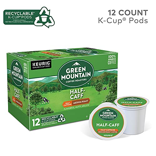 Green Mountain Coffee Roasters Half Caff Keurig Single-Serve K-Cup pods, Medium Roast Coffee, 12 Count