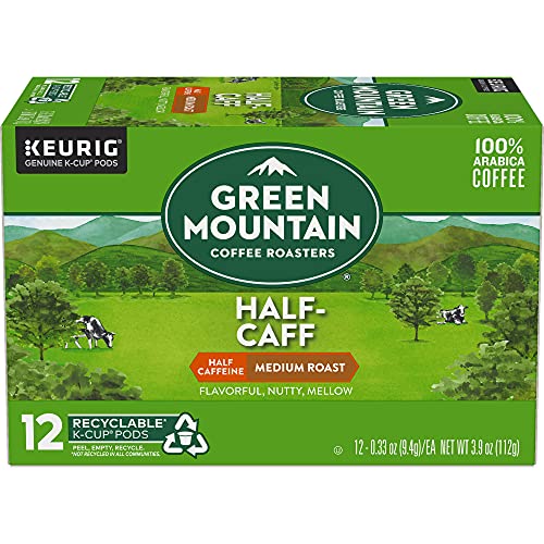 Green Mountain Coffee Roasters Half Caff Keurig Single-Serve K-Cup pods, Medium Roast Coffee, 12 Count