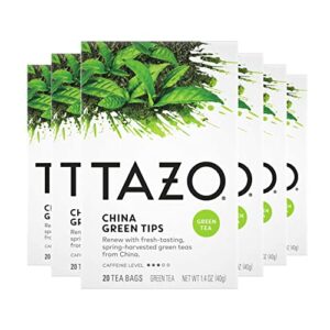 tazo china green tips renew tea bags, 20 count (pack of 6)
