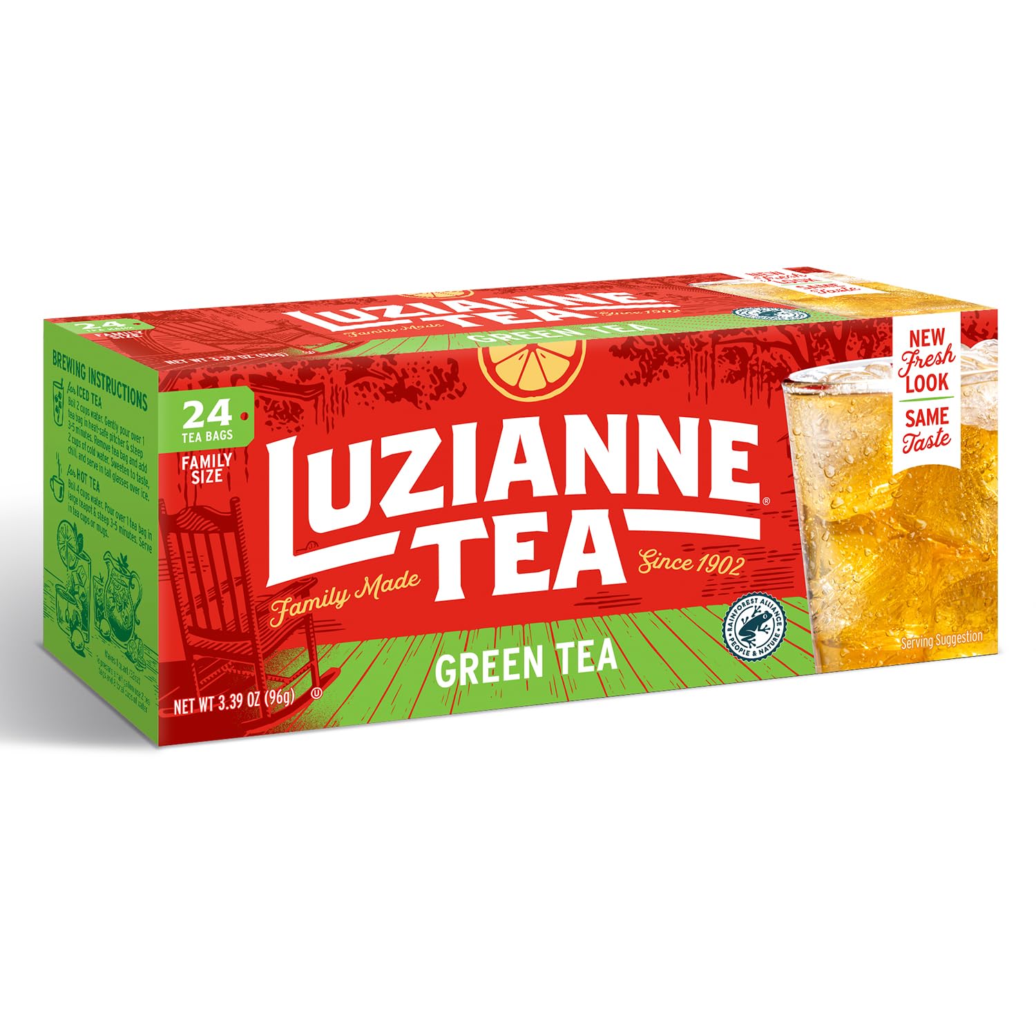 Luzianne Iced Green Tea Bags, Family Size, 24 Count