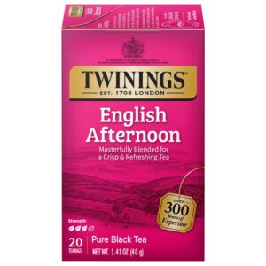 twinings tea, english afternoon tea - uplifting caffeinated black tea bags individually wrapped, 20 count