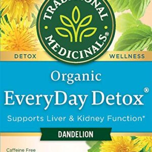 Traditional Medicinals Tea, Organic EveryDay Detox Dandelion, Supports Healthy Liver & Kidney Function, Detox, 96 Tea Bags (6 Pack)