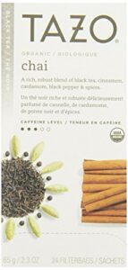 tazo organic chai - 149904, black tea-24 tea bags-2.3oz/65g