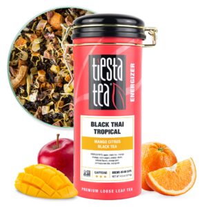 tiesta tea - black thai tropical | mango citrus black tea | premium loose leaf tea blends | high caffeinated black tea | make hot or iced tea & brews up to 50 cups - 4.5oz refillable tin
