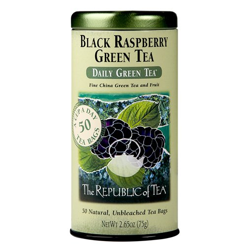 The Republic of Tea - Black Raspberry Green Tea, 50 Tea Bags, Tin | Flavored Berry Tea | Caffeinated