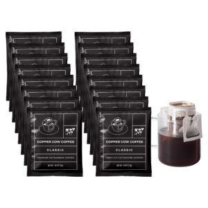 copper cow coffee premium vietnamese coffee: single-serve classic black pour over coffees, specialty, ground, woman-owned, gourmet, travel, camping, on-the-go (includes: 16 classic coffees)