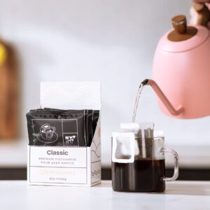 Copper Cow Coffee Premium Vietnamese Coffee: Single-Serve Classic Black Pour Over Coffees, Specialty, Ground, Woman-Owned, Gourmet, Travel, Camping, On-the-Go (includes: 16 classic coffees)