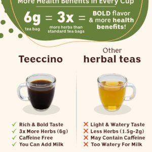 Teeccino Chocolaté Herbal Tea - Rich & Roasted Herbal Tea That’s Caffeine Free & Prebiotic for Natural Energy, 25 Tea Bags