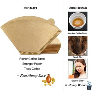 Pro Mael #2 Cone Coffee Filters Paper Disposable for Pour-Over and Automatic Drip Coffee Makers, Better Filtration with No Blowouts, Made from Unbleached Natural Filter Paper, Brown (100 Count)