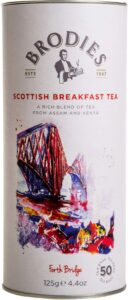 brodies tea, scottish breakfast tea, 50-count bags of black tea imported from scotland