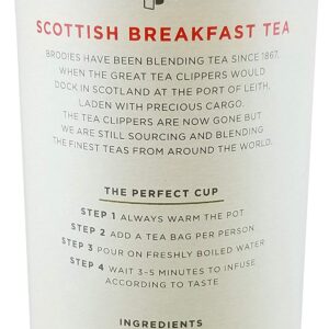 Brodies Tea, Scottish Breakfast Tea, 50-Count Bags of Black Tea Imported from Scotland