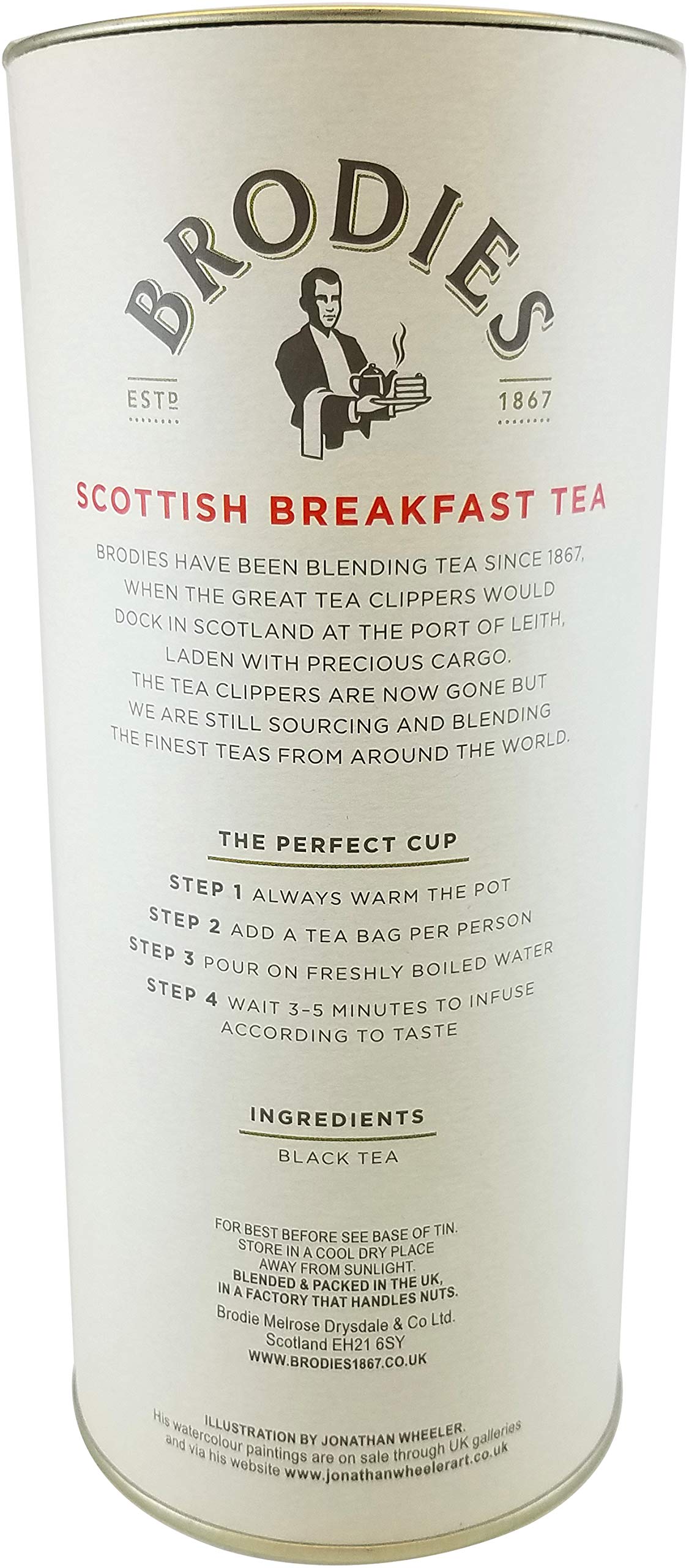 Brodies Tea, Scottish Breakfast Tea, 50-Count Bags of Black Tea Imported from Scotland