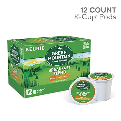 Green Mountain Coffee Roasters Keurig Single-Serve K-Cup Pods, Breakfast Blend Decaf Light Roast Coffee, 12 Count