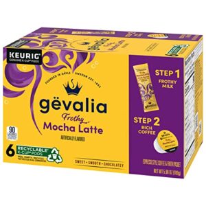 Gevalia, 2-Step K-Cup & Froth Packets, 6 Count, 5.6oz Box (Pack of 3) (Mocha Latte)