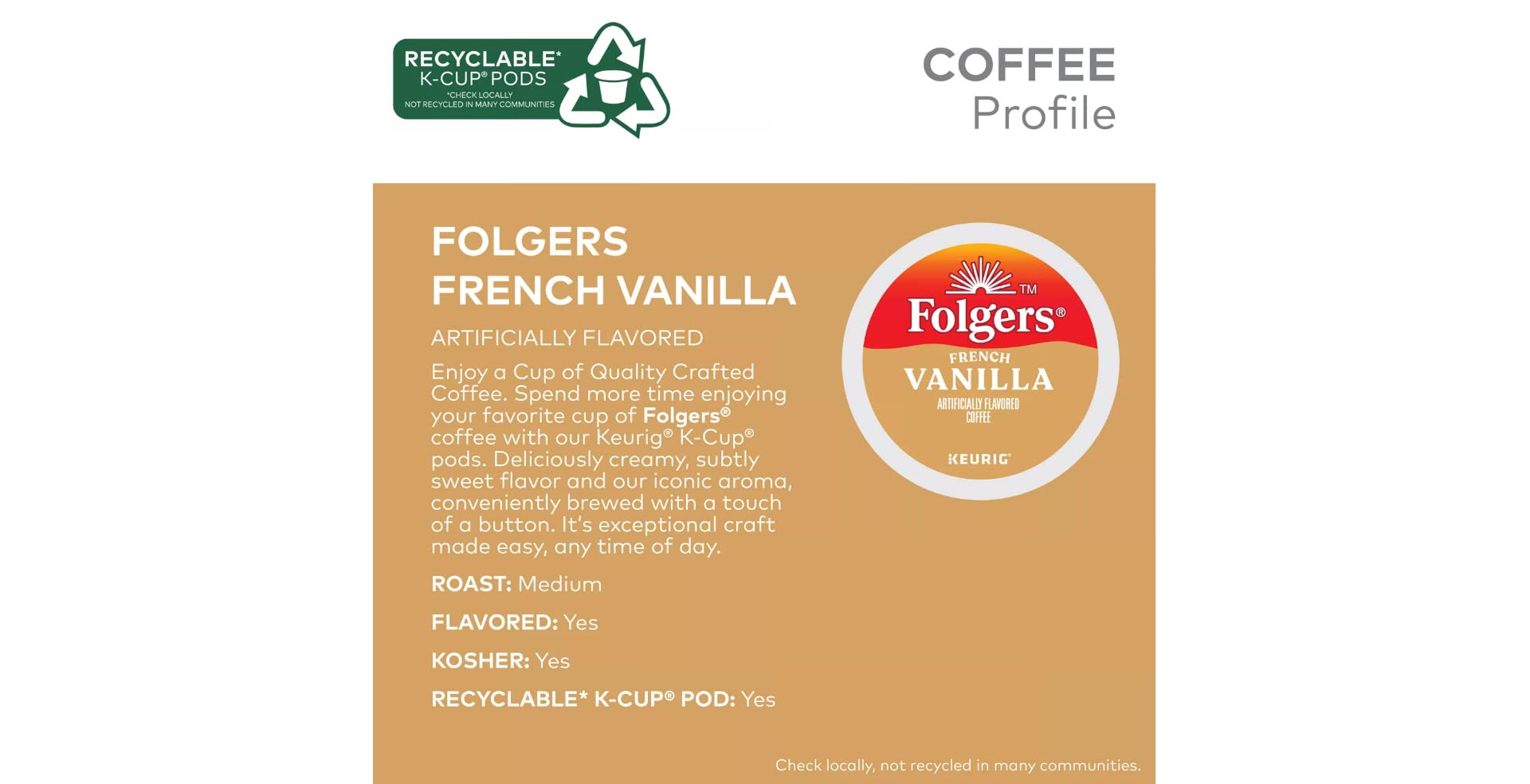 Folgers Gourmet Selections Vanilla Biscotti Coffee K-Cups ( 2 Pack x 24 K-cups)