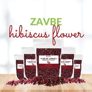 ZAVBE Hibiscus Tea 1lbs Dried Hibiscus Flower Perfect for Hibiscus Tea loose leaf, Flor de Jamaica, Cut and Sifted Packaged in Resealable Bag Hot & Iced Tea, Whole Flowers and Petals. (16, Ounces)