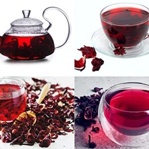 ZAVBE Hibiscus Tea 1lbs Dried Hibiscus Flower Perfect for Hibiscus Tea loose leaf, Flor de Jamaica, Cut and Sifted Packaged in Resealable Bag Hot & Iced Tea, Whole Flowers and Petals. (16, Ounces)