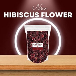 ZAVBE Hibiscus Tea 1lbs Dried Hibiscus Flower Perfect for Hibiscus Tea loose leaf, Flor de Jamaica, Cut and Sifted Packaged in Resealable Bag Hot & Iced Tea, Whole Flowers and Petals. (16, Ounces)