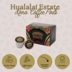 100% Kona Coffee - Medium Dark Roast Single Serve Cups by Hualalai Estate - 12 count - Premium Ground Kona Coffee