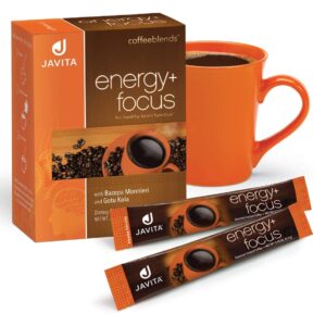 Javita Energy + Focus Instant Coffee Packets, 100% South American Blend, Arabica Coffee with Robusta, Contains Herbs for Clarity, Energy, & Focus, Keto Coffee, Dieters Drink, 24 (4.2g) Sticks