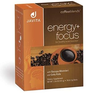 Javita Energy + Focus Instant Coffee Packets, 100% South American Blend, Arabica Coffee with Robusta, Contains Herbs for Clarity, Energy, & Focus, Keto Coffee, Dieters Drink, 24 (4.2g) Sticks