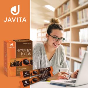 Javita Energy + Focus Instant Coffee Packets, 100% South American Blend, Arabica Coffee with Robusta, Contains Herbs for Clarity, Energy, & Focus, Keto Coffee, Dieters Drink, 24 (4.2g) Sticks