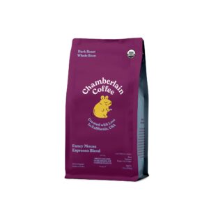 chamberlain coffee fancy mouse espresso blend - extra bold, dark roast, organic coffee, whole bean, 12oz