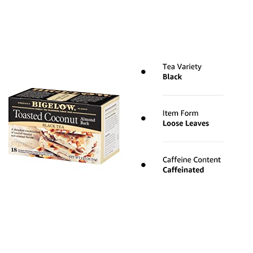 Bigelow Toasted Coconut Almond Bark 36 Tea Bags (2 boxes of 18)