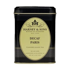 Harney & Sons Decaf Paris, 4oz Tin of Loose Leaf Black Tea w/Fruit and Caramel Flavors