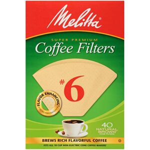 Melitta 6 Cone Coffee Filters, Unbleached Natural Brown, 40 Count (Pack of 6) 240 Total Filters Count - Packaging May Vary