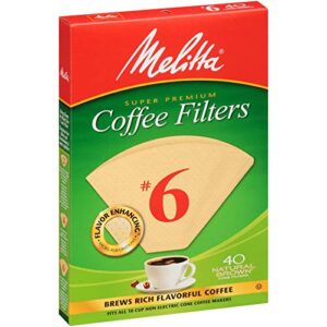 Melitta 6 Cone Coffee Filters, Unbleached Natural Brown, 40 Count (Pack of 6) 240 Total Filters Count - Packaging May Vary