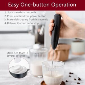 HAIKARSTA Milk Frother Handheld,Battery Operated Electric Mixer with Stainless Steel Stand,Frother for Coffee,Latte,Cappuccino,Hot Chocolate