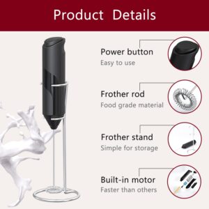 HAIKARSTA Milk Frother Handheld,Battery Operated Electric Mixer with Stainless Steel Stand,Frother for Coffee,Latte,Cappuccino,Hot Chocolate