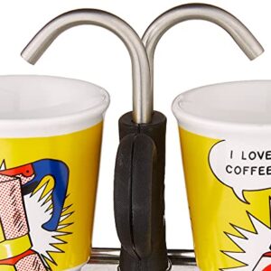 Bialetti - Mini Express Lichtenstein: Moka Set includes Coffee Maker 2-Cup (2.8 Oz) + 2 shot glasses, Yellow, Aluminium