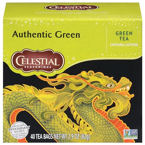 Celestial Seasonings Green Tea, Authentic, Contains Caffeine, 40 Count (Pack of 6) (Packaging May Vary)