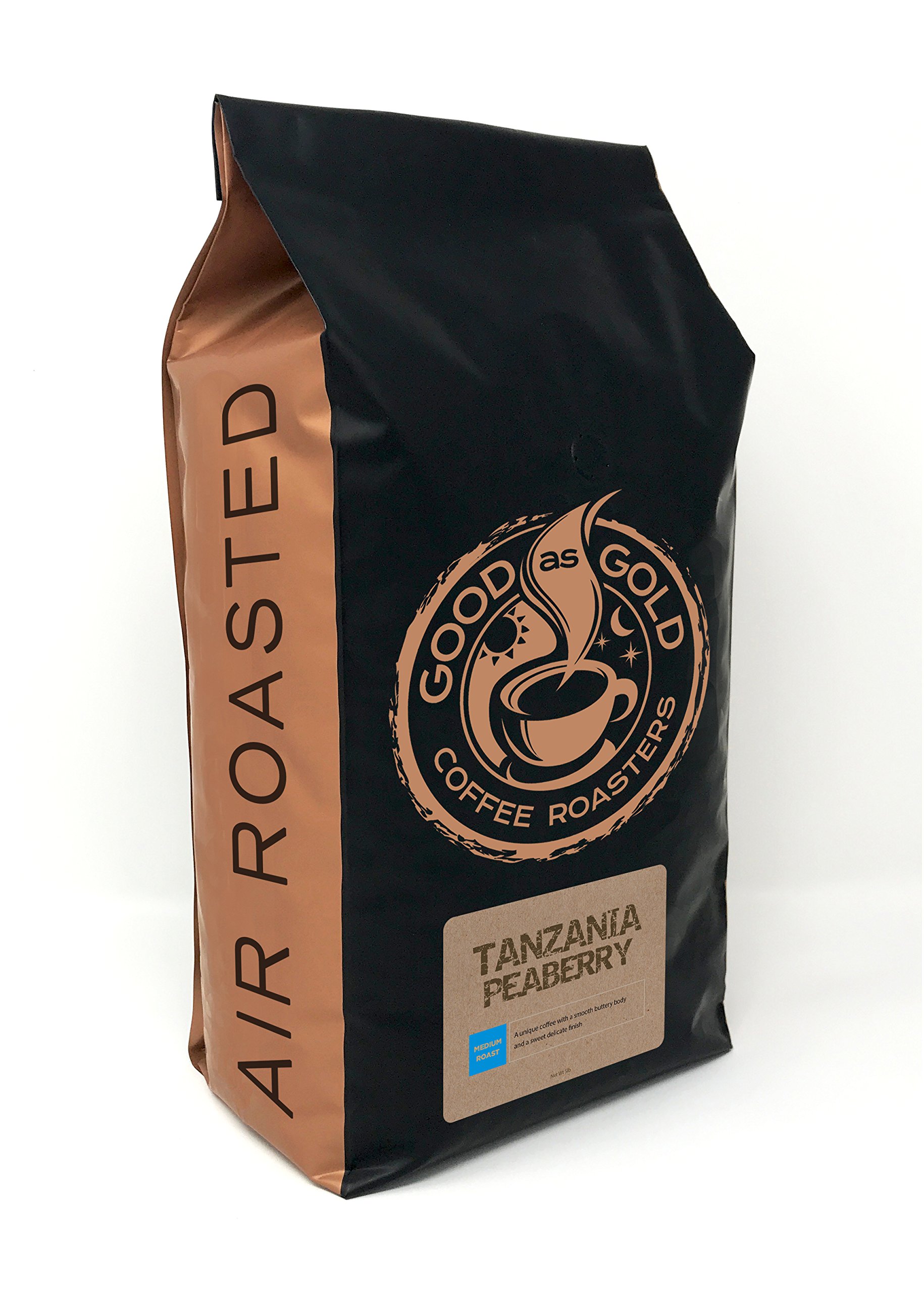 Tanzania Peaberry Coffee - Good As Gold Coffee Roasters - 5lb Whole Bean (Medium Roast)