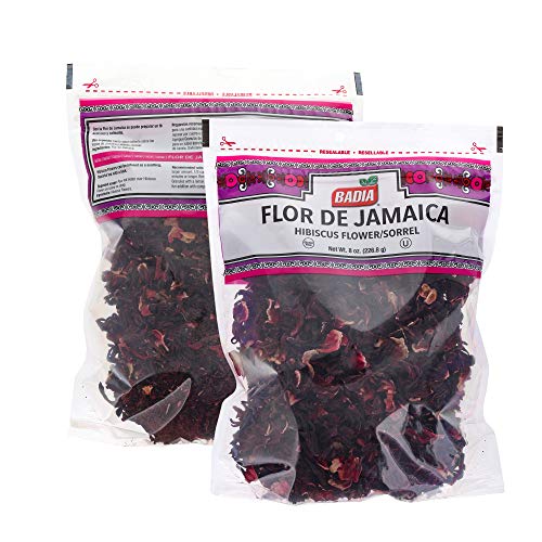 Badia Flor De Jamaica Hibiscus Flower Bundle (2 Pack) - Enjoy a Soothing, Flavorful Tea with these Hibiscus Flowers - Comes with a Premium Penguin Tea Card