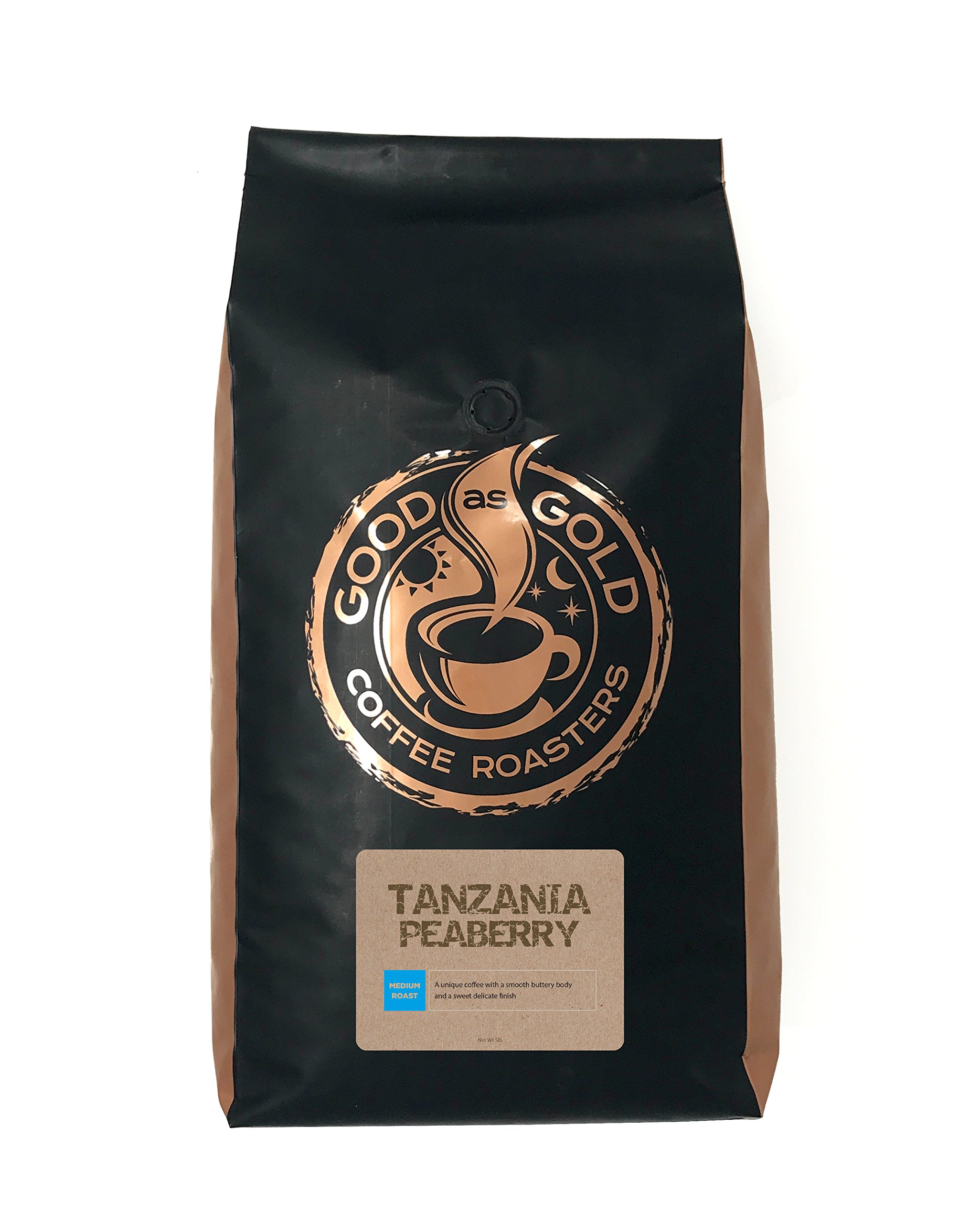 Tanzania Peaberry Coffee - Good As Gold Coffee Roasters - 5lb Whole Bean (Medium Roast)