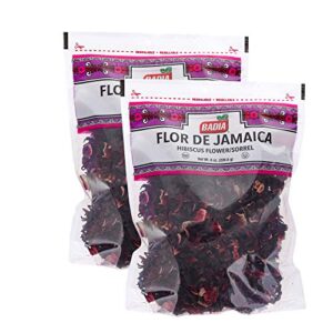Badia Flor De Jamaica Hibiscus Flower Bundle (2 Pack) - Enjoy a Soothing, Flavorful Tea with these Hibiscus Flowers - Comes with a Premium Penguin Tea Card