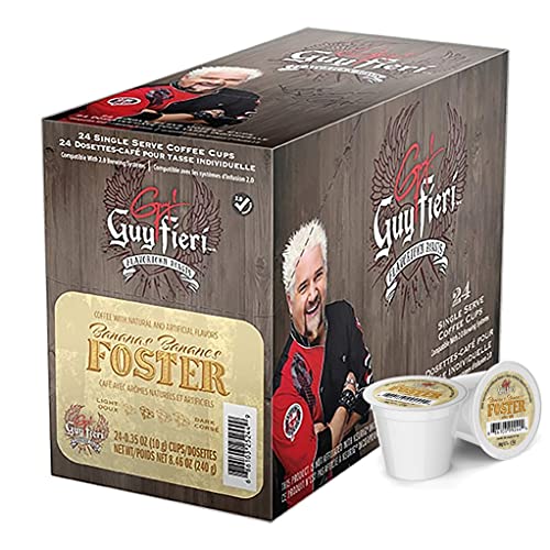 Guy Fieri Flavortown Coffee Pods, Bananas Foster Flavored Coffee, Medium Roast Coffee for Keurig K Cups Machines, Single Serve Coffee Pods, 24 Count