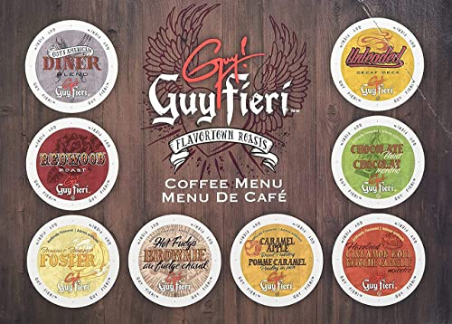 Guy Fieri Flavortown Coffee Pods, Bananas Foster Flavored Coffee, Medium Roast Coffee for Keurig K Cups Machines, Single Serve Coffee Pods, 24 Count