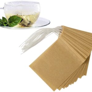 Numola Unbleached Tea Filter Bags for Loose Leaf Tea, Biodegradable and Compostable Tea Bags Empty, Wood Pulp Filter Paper Organic Tea Infuser Bag Disposable Drawstring 100 Pcs (3.2'' x 4.2'')