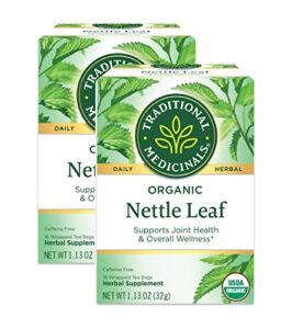 traditional medicinals organic nettle leaf herbal tea, supports joint health & overall wellness, (pack of 2) - 32 tea bags total