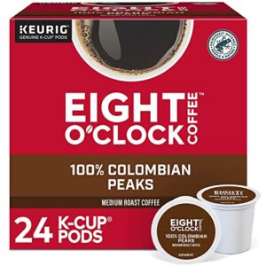 eight o'clock coffee colombian peaks, single-serve keurig k-cup pods, medium roast coffee, 24 count