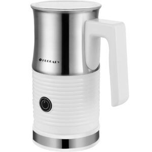 huogary electric milk frother and steamer - stainless steel milk steamer with hot and cold froth function, automatic foam maker, 120v (white)