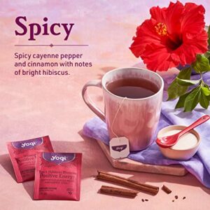 Yogi Tea Spicy Hibiscus Blossom Positive Energy Tea - 16 Tea Bags per Pack (4 Packs) - Organic Herbal Tea to Support Energy - Includes Black Tea Leaf, Hibiscus Flower, Cinnamon Bark & More
