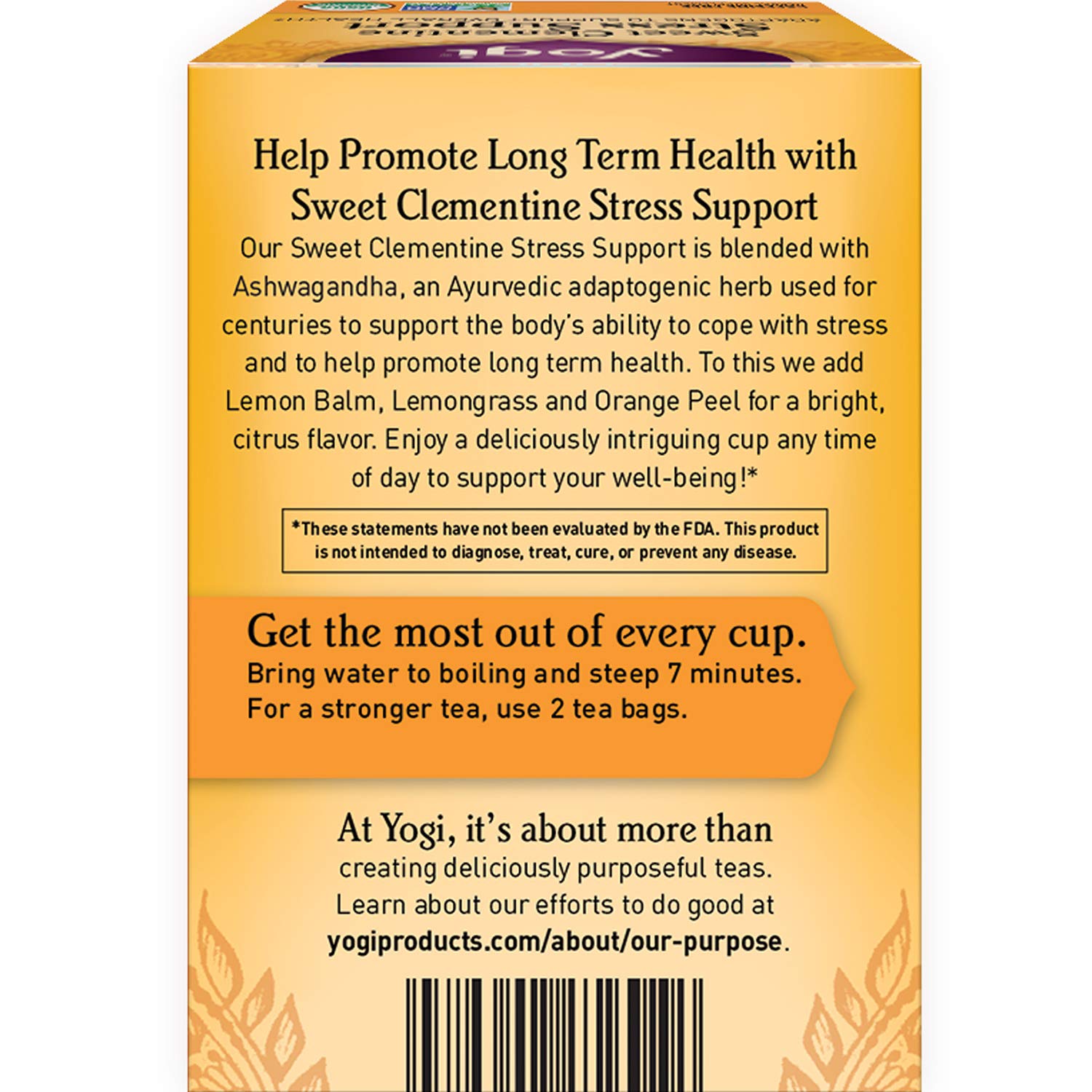 Yogi Tea Sweet Clementine Stress Support Tea - 16 Tea Bags per Pack (4 Packs) - Stress Support Herbal Tea - Calming Adaptogen Tea - Includes Ashwagandha Root, Lemongrass, Cinnamon Bark & More